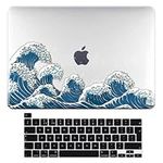 BYCeKe for MacBook Pro 13 inch Case 2024 2023 2022-2016 Release M2 M1 A2338 A2289 A2251 A2159 A1989 A1706 with Touch Bar, Plastic Hard Shell Slim Case + Keyboard Cover Fit MacBook Pro 13 Case, Waves