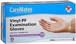CareMates Vinyl Medical Exam Gloves, Latex Free Rubber, Powder Free, Extra Strong, 4 Mil Thick, Certified for Home Infusion, First Aid, Food Safe, Cleaning Gloves, Small, 100-Pack