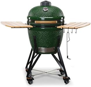 KAMADO BONO Green Egg BBQ Grill, 21" I Kamado BBQ Charcoal Grill with Dual Zone Grilling System I Ceramic bbq Smoker for Cooking, Smoking & Baking