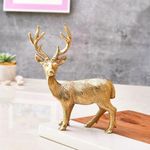 CraftVatika Metal Deer Reindeer Showpiece | Aluminium Swamp Deer Statue Showpiece Vaastu | Barahsingha Hiran Statue for Home | Home Decorative Items | Animal Figurine for Wedding Housewarming Gift