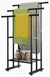 Maliacife Freestanding Towel Racks for Bathroom Organizer, 3 Tier Metal Towel Rack Standing with Storage Shelf, Bathroom Accessories,Towel Holder Stand for Living Room,Bedroom,Outdoor Pool (Black)