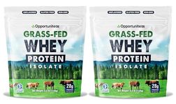 Opportuniteas Grass Fed Whey Protein Powder Isolate - Unflavored - Low Carb Keto & Paleo Diet Friendly - Pure Grass-Fed Protein for Shakes, Smoothies, Drinks & Recipes- Non GMO & Gluten Free - 5 Pounds