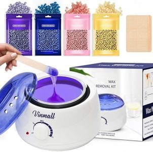 Waxing Kits Wax Warmer: Wax Kit Wax Hair Removal Kit with 4 * 100g Hard Wax Beads &30 Waxing Sticks,Waxing Kit for Women Men Whole Body Brazlan/Bikini/Eyebrows/Face -Hair Removal Wax at Home (White)