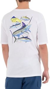 Guy Harvey Men's Atlantic Big Game Short Sleeve Crew Neck T-Shirt, Bright White/Atlantic Big Game, Small
