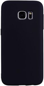 cuzz - Carcasa para Samsung Galaxy S6 Edge+(1 Pieza Protector de Pantalla de Cristal Templado) Color sólido Premium Flexible de Silicona TPU y Funda Delgada y Antideslizante, Color Negro