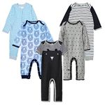 TuddyBuddy Cotton Romper/Jumpsuit/Onesie Set for Baby (Pack of 5 Playsuits - Grey Bows & Orange Minnie Soild, 0-3 Months)