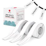 Phomemo D30 Label Maker Tape Cable Wire Label Tape, Black Print on White Sticker, 12.5mm x 74mm+35mm (3/8" x2 7/8"+1 3/8) Self-Adhesive Thermal Label Tape, 65 Tapes/Roll, 3-Roll