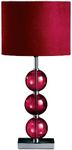 Premier Housewares Bedside Table Lamp Ceramic Effect Bedside Lamp Chrome Base Table Lamps for Lounge Desk Lamp Lamp Shade H51 Cm X W24 Cm X D24Cm, Red