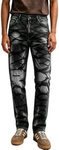 Betu Mens Jeans Relaxed Fit Straight Leg Denim Pants with Stretch Fabric(BM11,38) Black