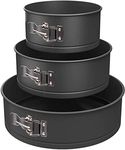 XACTON Cake 3 Pieces of Teflon Coated Spring Form Cake Mould Pan Set | Baking Tray | Removable Cake Mould | 3 Pc Spring Form Round Cake Mould - Black (7-8-9 Inch)