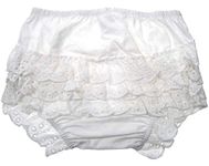 Tillfield Soft Touch Baby Girls Broderie Anglaise Frilly Pants/Knickers/Nappy Covers (0 to 18 Months) (6-12 Months) White