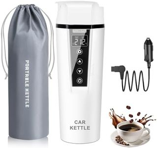 Car Electric Kettle: 12V/24V Portable Water Boiler Heated Travel Mug,Multiple Temperature Adjustable Coffee Tea Truck Cup with 304 Stainless Steel Dry Burn Protection & Handy Cup Bag