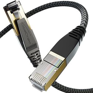 CAT8 Ethernet Cable – 25ft – Internet, Patch & Network Cable with Flexible Break-Proof braiding Design & Lightning-Fast bit Rates of 40Gbps (CAT8.1, Ideal for Gaming/PS5/Xbox/Switch) – by CableDirect