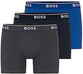 BOSS Hugo Men's Cotton Stretch Boxer Brief, Pack of 3, True Blue/Sky Captain/Forged Iron, Medium