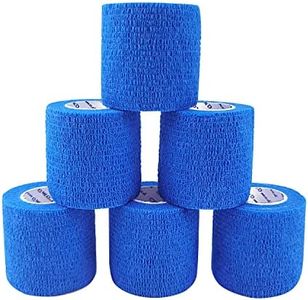 COMOmed Self Adherent Cohesive Bandage 2"x5 Yards First Aid Bandages Stretch Sport Athletic Wrap Vet Tape for Wrist Ankle Sprain and Swelling,Blue(6 Rolls)