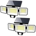 FLITI Solar Outdoor Lights,2500LM Motion Sensor Lights,Adjustable 3 Heads Solar Security Lights with 229 LED Beads,12M/120° Sensing Distance Flood Lights,IP65 Waterproof(2Pack)