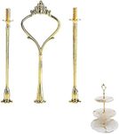 Cake Plate Stand Handle Zinc Alloy Multi-Tiers Tier Fruit Cake Plate Stand Handle for Wedding Birthday Party(Not Included Plate)(3-Tiers Crown Gold)