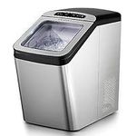 EUHOMY Nugget Ice Maker Countertop, Max 34lbs/Day, 2 Way Water Refill, Self-Cleaning Pebble Ice Maker Machine with 3Qt Reservoir, Ideal for Home, Office, Bar, and Party. (Silver)