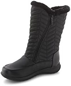 totes Women's Winter, Rain & Snow Boots Insulated Warm Fur-Lined, Tall Mid-Calf Height, Chevron Black, 10