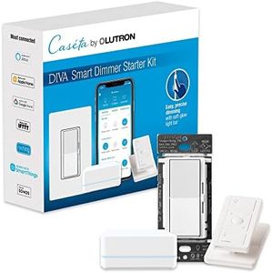 Lutron Caseta Smart Lighting Kit w/ Hub, Diva Dimmer Switch, Remote & More, for All Light Bulbs, Works w/ Alexa, Apple Homekit, Google Home, 150W Single-Pole/3-Way, No Neutral Required, DVRF-BDG-1DP-A