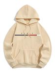 ZAFUL Men's Hooded Sweatshirt Graphic Colorblock Two Tone Fleece Lined Pullover Thermal Hoodie, Paris-light Coffee, Small