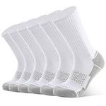 Closemate Mens Socks Crew Sport Socks for Men Cushioned Cotton Wicking Breathable Non Slip Winter Athletic Socks for Performance Training Hiking Walking Work Socks 6 Pairs（6 WhiteGrey, Size L