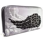 Daryl Dixon Wings The Walking Dead Purse Clutch Coin Pocket & Card Holder, Grey