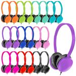 ZNXZXP 15 Pack Bulk Classroom Headphones for Students Kids School Wholesale Headphones Class Set with 3.5mm Jack for Chromebook Laptop PC Computer Mixed Color B