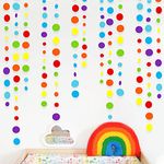 46Ft Rainbow Garland Colorful Circle Dots Hanging Paper Streamer Backdrop Multi Color Polka Dot Banner for Birthday Bachelorette Engagement Wedding Bridal Baby Shower Fiesta Party Decorations Supplies