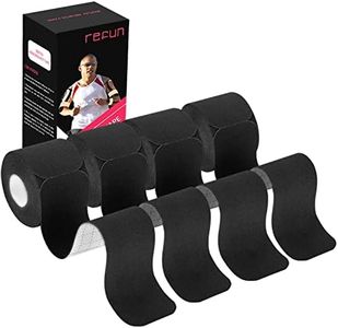 REFUN Kinesiology Tape Precut (4 Rolls Pack), Elastic Therapeutic Sports Tape for Knee Shoulder and Elbow, Pain Relief, Waterproof, Latex Free, 2" x 16.5 feet Per Roll, 20 Precut 10 Inch Strips