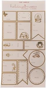Holiday Gift Labels by Graphique, 130 Self-Adhesive Christmas Stickers, 13 Designs with Gold Foil Accents