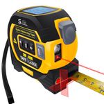 SUNHAIXIA Laser Tape Measure 3-in-1 with Large LCD Display | Digital Laser Measurement Tool in/ft/m Scales up to 131ft/40M with calculations | Tape Measure 16ft/5M and Cross Line Laser (Yellow)