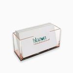 CRIVON® Clear Acrylic Business card holder, Card Display Stand with Gold mirror effect for Office desk, Home decor, Conference desk and Gift purpose. (Variation) (ROSEGOLD)