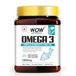 WOW Life Science Omega-3 Fish Oil 1300 mg Triple Strength - 550mg EPA & 350mg DHA for Joints, Heart & Brain Health - 180 Capsules