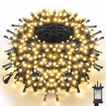 WUJUN 105ft 300 LED Christmas Halloween String Lights, End-to-End Plug 8 Modes Memory Function Outdoor Indoor Fairy Lights Christmas Tree, Garden, Party, Wedding, Holiday, Warm White