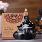 Amogha Bamboo Backflow Incense Cone Holder- Free 10N Backflow Incense Cones (Fountain)