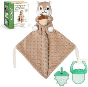 haakaa Security Blanket with Baby Teething Toys, Freezer Teethers for Teething Relief, Soft Baby Lovey for Comfort