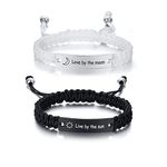 VNOX 2 Pcs Couple Friendship Inspirational Bracelet - Handmade Braided Rope Couples Bracelets for Him and Her Matching Sun and Moon Relationship Yinyang Couples Bracelets Set for Couples,