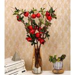 SATYAM KRAFT 3 Piece Artificial Pomegranate Plant Stick, with Big Realistic Leaves for Decoration - Ideal for Home, Office, Garden, and Indoor, (Pack of 3)