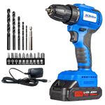 ACDelco 20V Cordless Drill Driver, 20V Electric Drill with 1500mAh Battery, 2 Speed 1,300 RPM Brushless Motor, 32Nm + 21 Torque Settings, LED Light, 10 pc Hex Driver Set