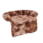 PETART Calming Dog Sofa Bed Mat - Fluffy Plush, Furniture Protector with Removable Washable Cover for Large and Medium Dogs, Ideal for Indoor, Outdoor, and Car Use(L,Tie-dyed dark coffee)