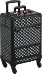 SHAMAX® Professional Rolling Makeup Case, Cosmetic Organizer Trolley, Manicure Storage Vanity Locks- Trolley for Hairdressers, Salons, Beauty Lovers - 360- Degree Universal Wheels (8163 Black)