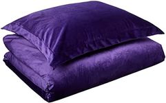 Tribeca Living VENICEDUVET Venice Velvet Oversized Solid Duvet Set, Twin, Purple