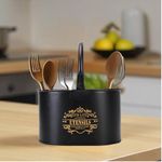 SHYAMA HOMES Metal Tableware Storage Box 4 compartment - Spoon, Knife, Fork, Chopstick, 4 compartment Cutlery Holder Kitchen Organizer Stand Dining Multifunctional Stand Drawer Organisers (BLACK)