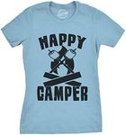 Womens Happy Camper Shirt Funny Camping Hiking Cool Vintage Graphic Tees Retro Funny Womens T Shirts Vintage T Shirt for Women Funny Camping T Shirt Light Blue 3XL