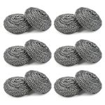 12 pcs Steel Wool, Dish Scrubber, Steel Wool Scrubber, Stainless Steel Scouring Pad Sponge, Kitchen Cleaning Ball, Easy to Scoure Tough Kitchen Greasy Dirt for Cleaning Dishes, Pots, Pans and Ovens