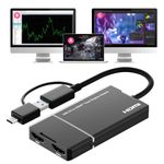 Aukuoy Dual 4K 30Hz HDMI splitter: HDMI Splitter Extended Display for Dual Monitor 4K@30Hz output, Display 3 individual screens, USB 3.0 or USB C to HDMI Adapter compatible with Windows/Mac OS