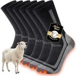 Cirorld Merino Wool Thermal Hiking Socks for Men Women Cushioned Anti Blister Wicking Walking Socks, Work Boot Crew Sock for Trekking Running Riding Cycling, Outdoor Sports 3 Pairs, Black 9-12