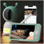 2K Boifun Baby Monitor WiFi, 360° Camera with Night Light & 5 Inch 3MP Display, Phone App Control & LCD Monitor, Auto Tracking, AI Motion & Sound Detection, 3000mAh Battery, 2-Way Audio