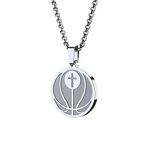 omodofo Sports Pendant Necklace Baseball Inspirational Bible Verse Luke 1:37 Christian Gift for Teens (Basketball Necklace - Silver)